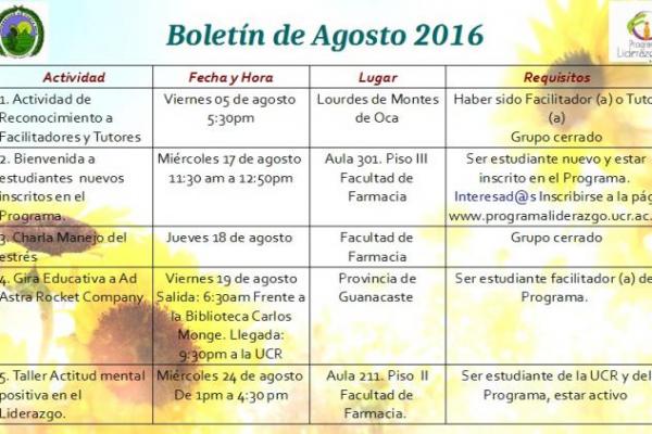 Actividades Agosto - Programa Liderazgo